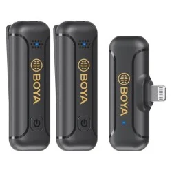 BOYA Dual 2.4GHZ Wireless Lavalier Microphone, Lightning Connector - Black